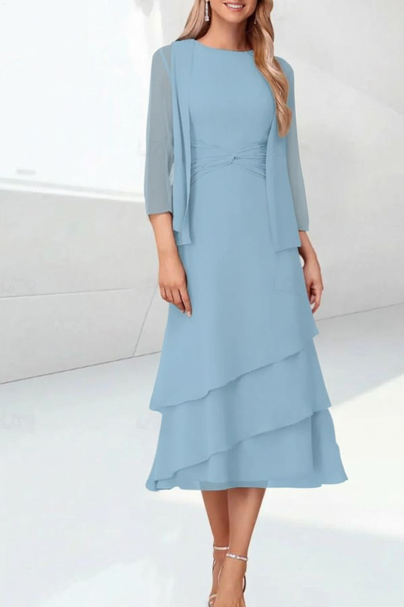 Mint Green Mother of the Bride Dress Chiffon Two Piece Wedding Guest Dress
