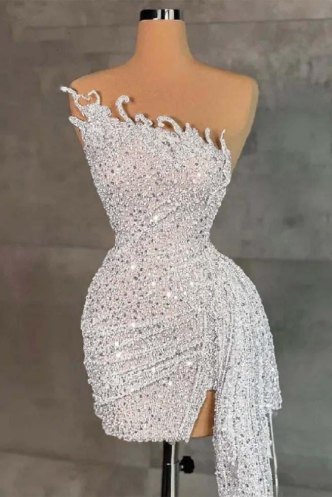 Sleeveless Beading Homecoming Dress Pleated Short Cocktail Dress With Ruffles