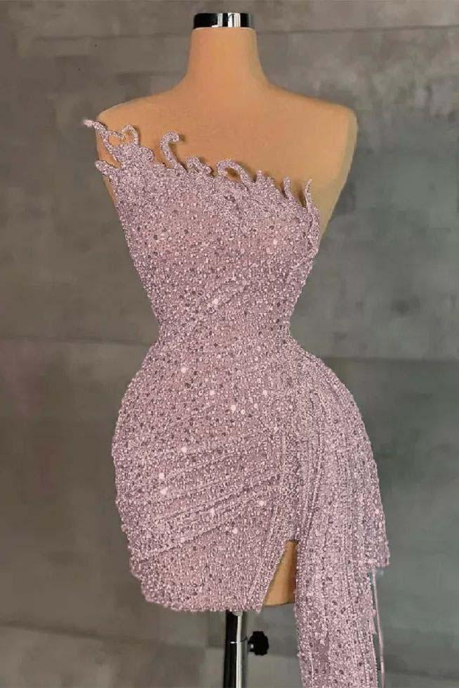 Sleeveless Beading Homecoming Dress Pleated Short Cocktail Dress With Ruffles