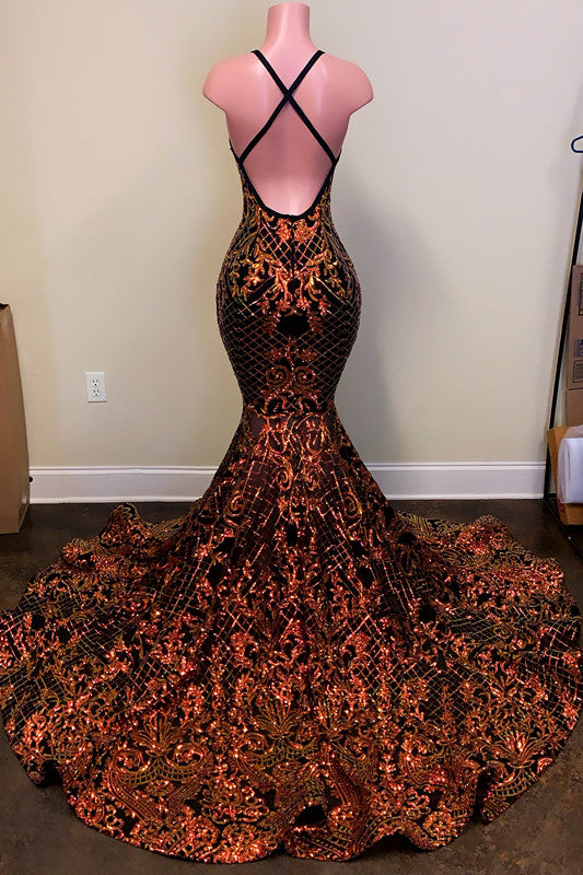 Sleeveless Halter Prom Dress Mermaid Appliques V Neck Evening Dress