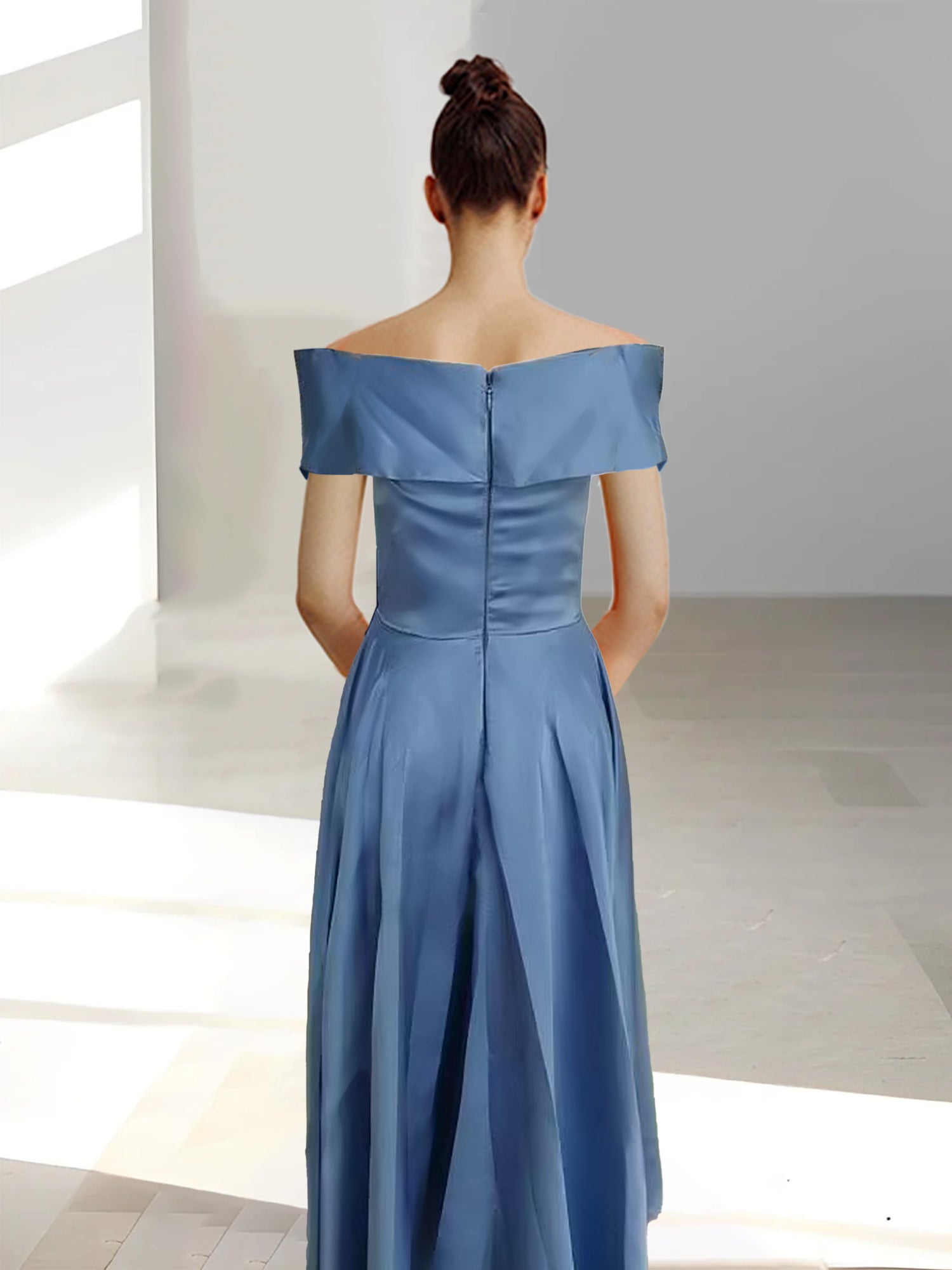 Sleeveless Off the Shoulder A Line Ankle Length Mother of the Bride Dresses with Pockets