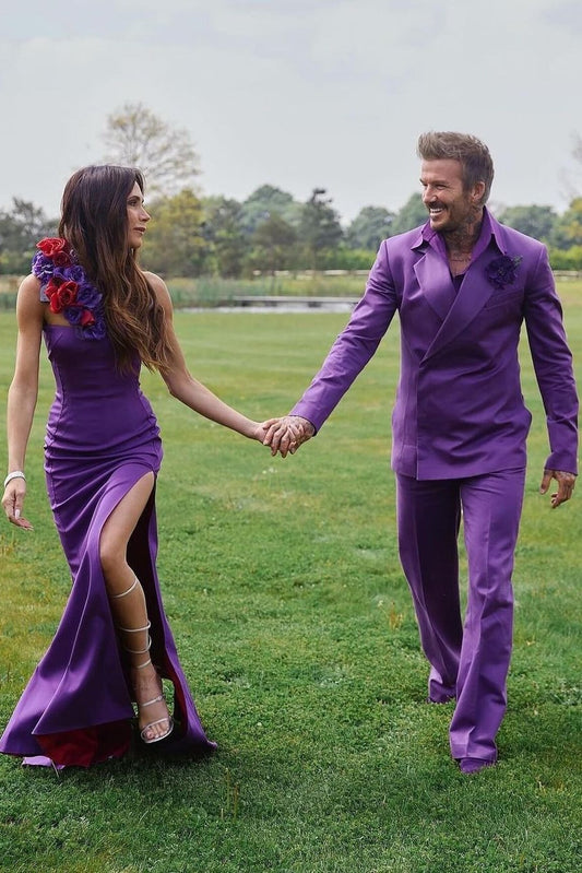 Purple 2 Piece Notched Lapel Men's Prom Suits