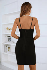 Spaghetti Straps Beading Little Black Homecoming Dress