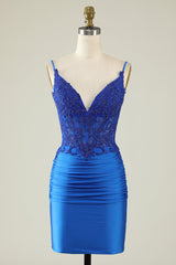 Spaghetti Straps Dark Green Homecoming Dress Corset Tight Short Prom Dress with Beading