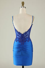 Spaghetti Straps Dark Green Homecoming Dress Corset Tight Short Prom Dress with Beading