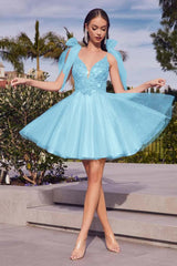 Spaghetti Straps Homecoming Dress Sleeveless Short Cocktail Dress With Appliques