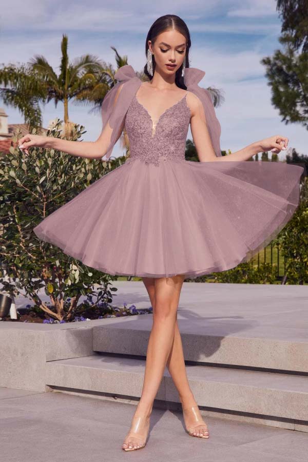 Spaghetti Straps Homecoming Dress Sleeveless Short Cocktail Dress With Appliques