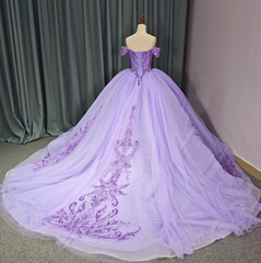 Sparkling Purple Off the Shoulder Quinceanera Dress Ball Gown Sweet 16 Dress