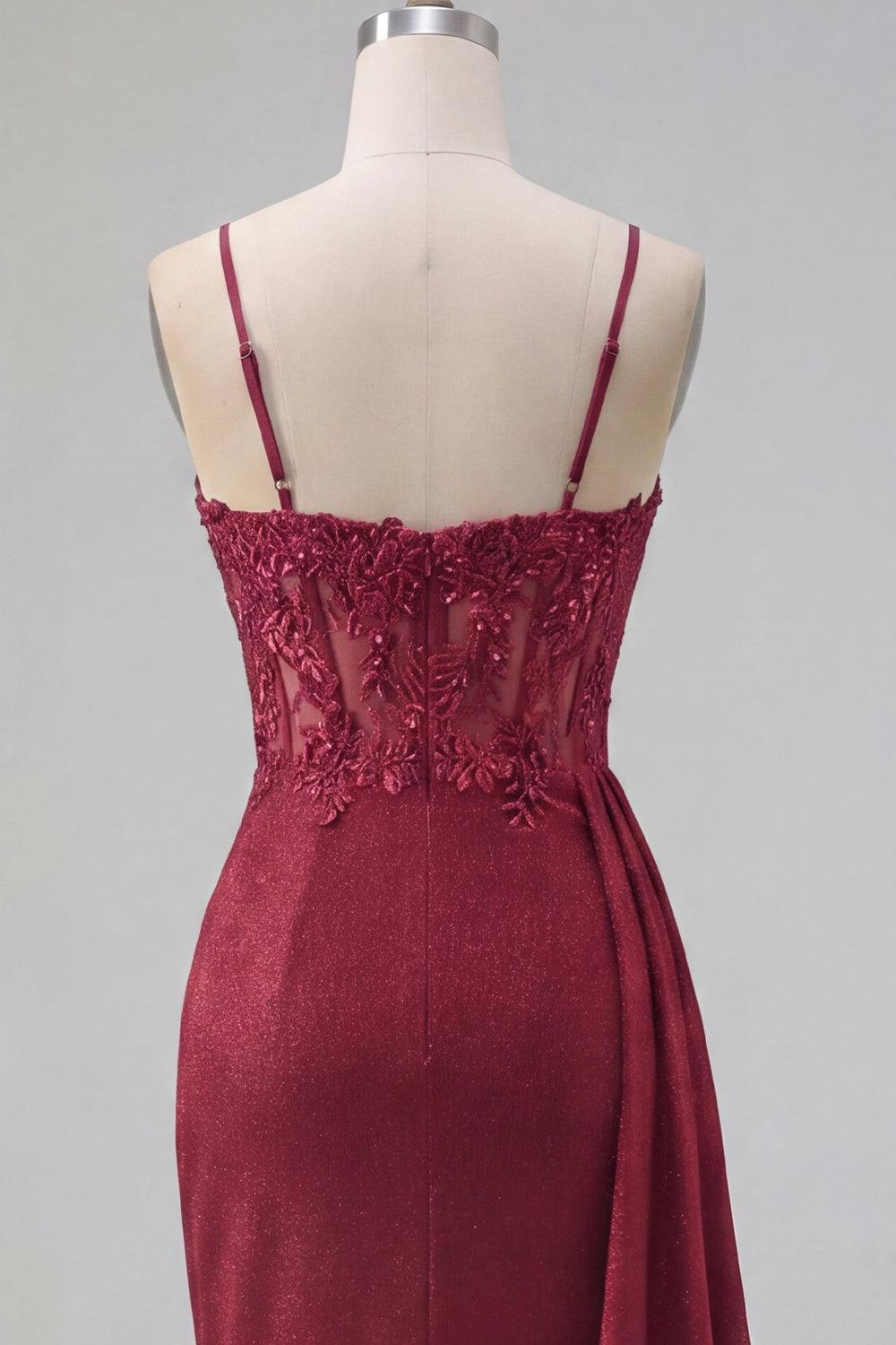 Sparkly Burgundy Beaded Ruched Tight Short Homecoming Dress with Side Cape