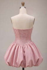 Sparkly Pink Sweetheart Beaded A Line Short Corset Homecoming Dress