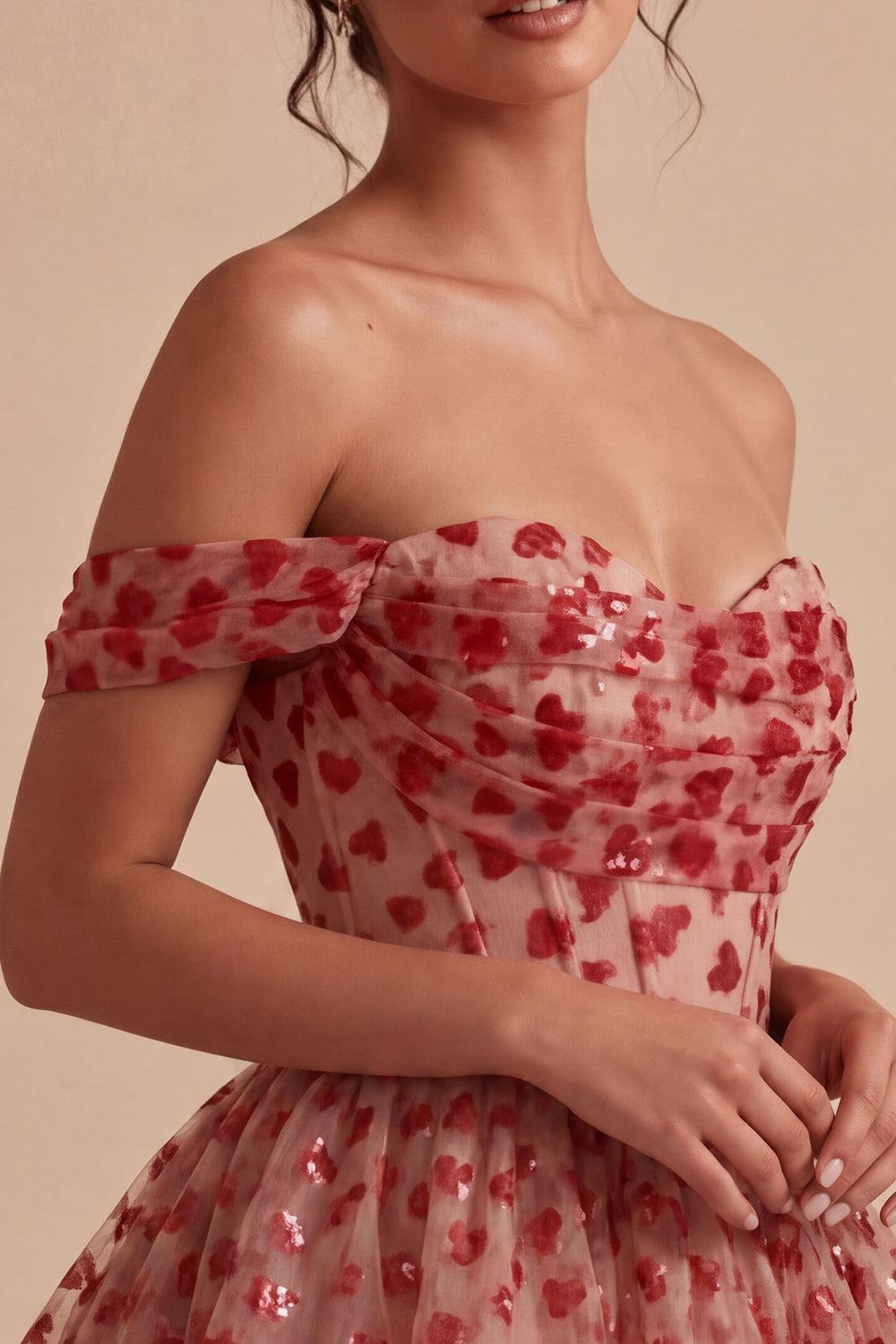 Sparkly Sequins Red Corset A Line Short Homecoming Dress with Ruffles