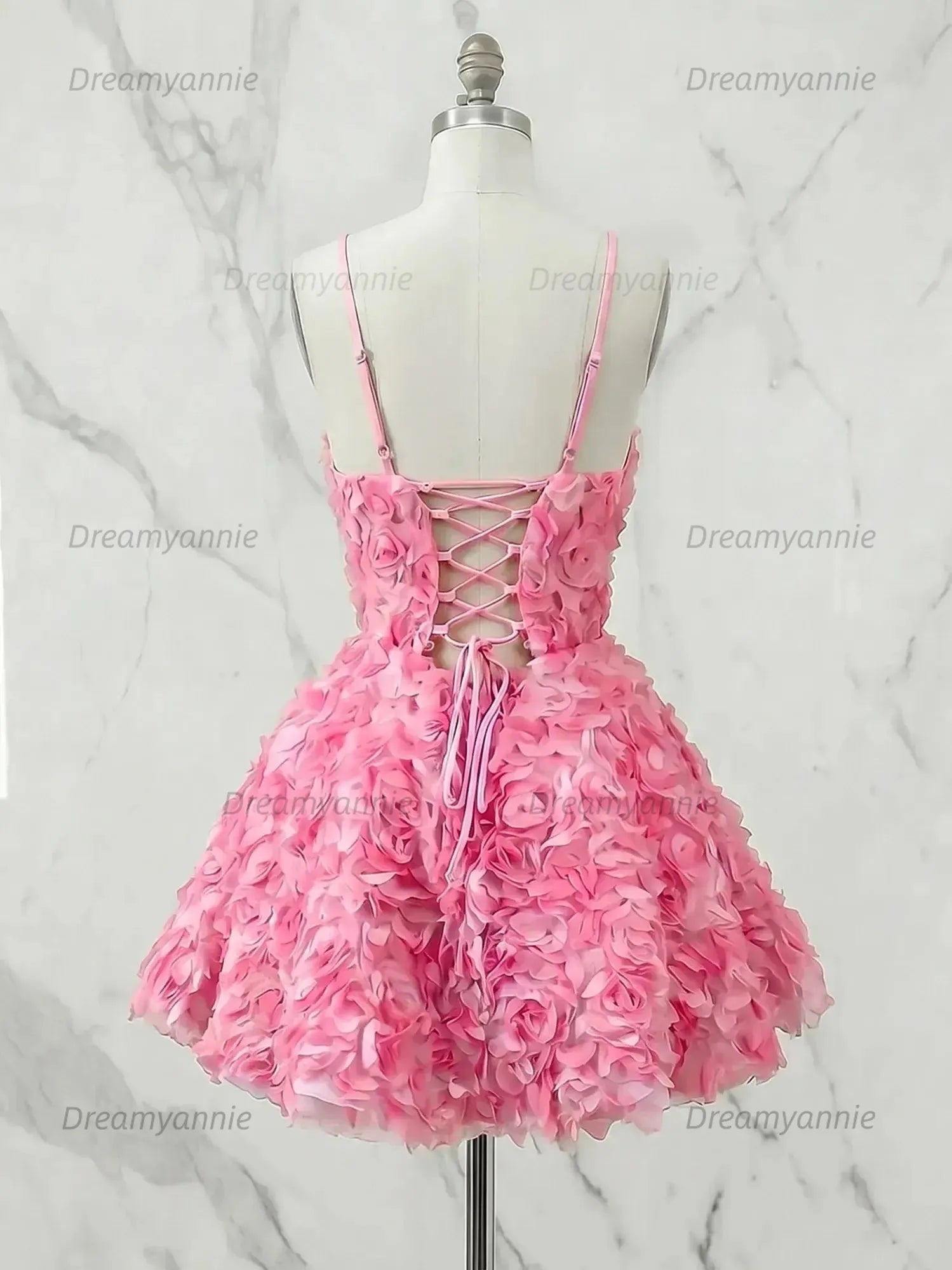 Square Neck 3D Rose Petal Corset Homecoming Dresses Mini Cocktail Dress