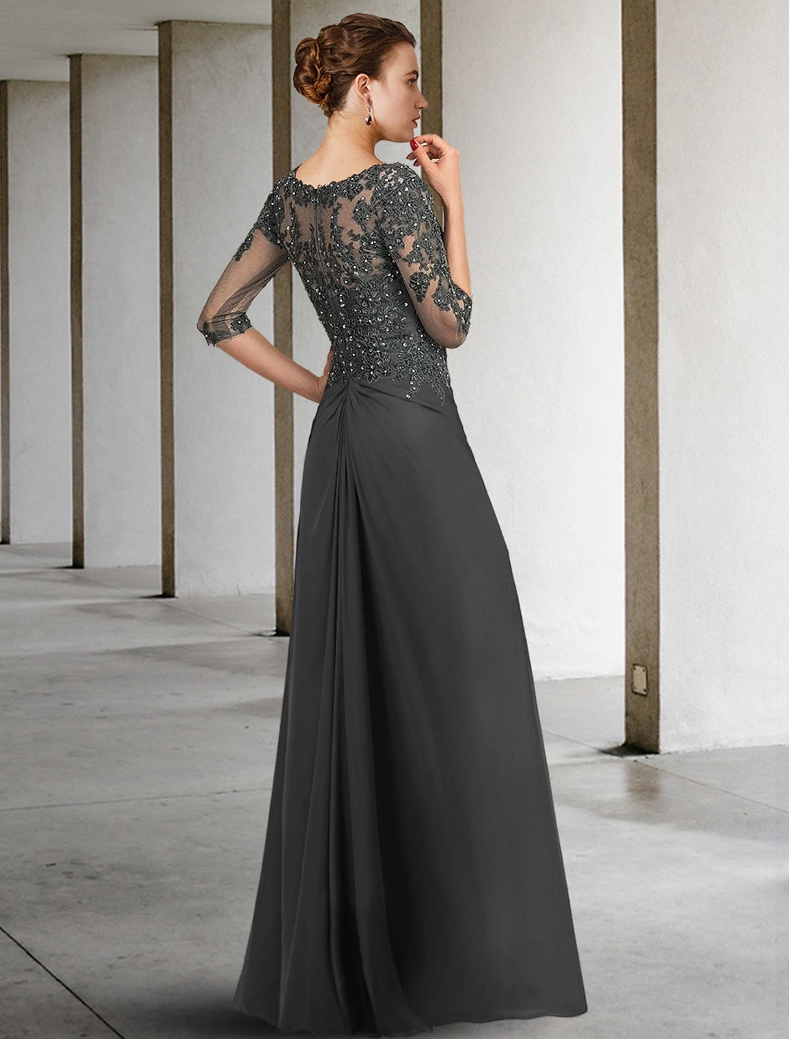Square Neck Long A Line Mother of the Bride Dresses