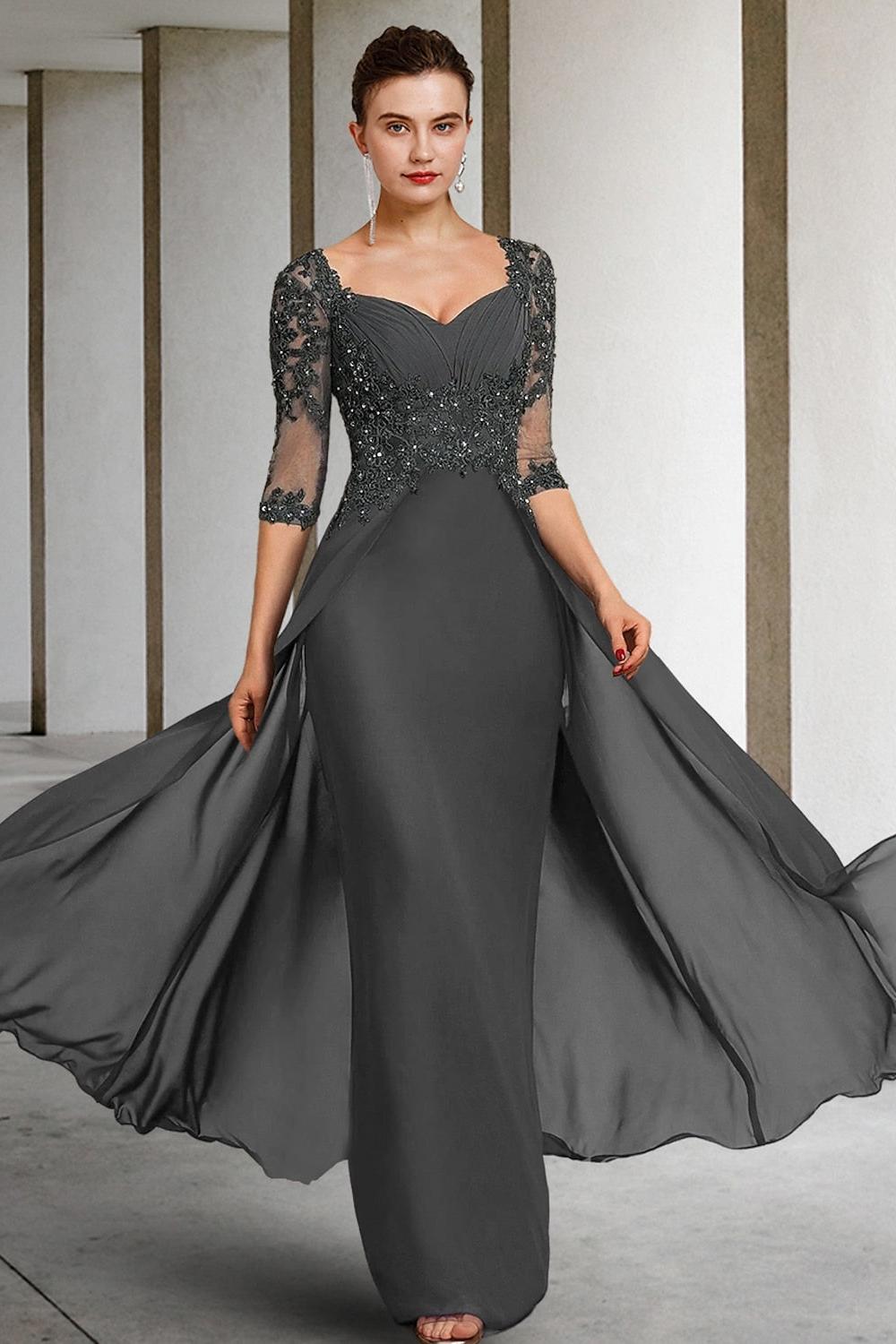 Square Neck Long A Line Mother of the Bride Dresses