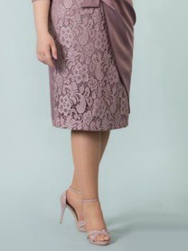Square Neck Tea Length Sheath Column Dresses for the Mother of the Bride
