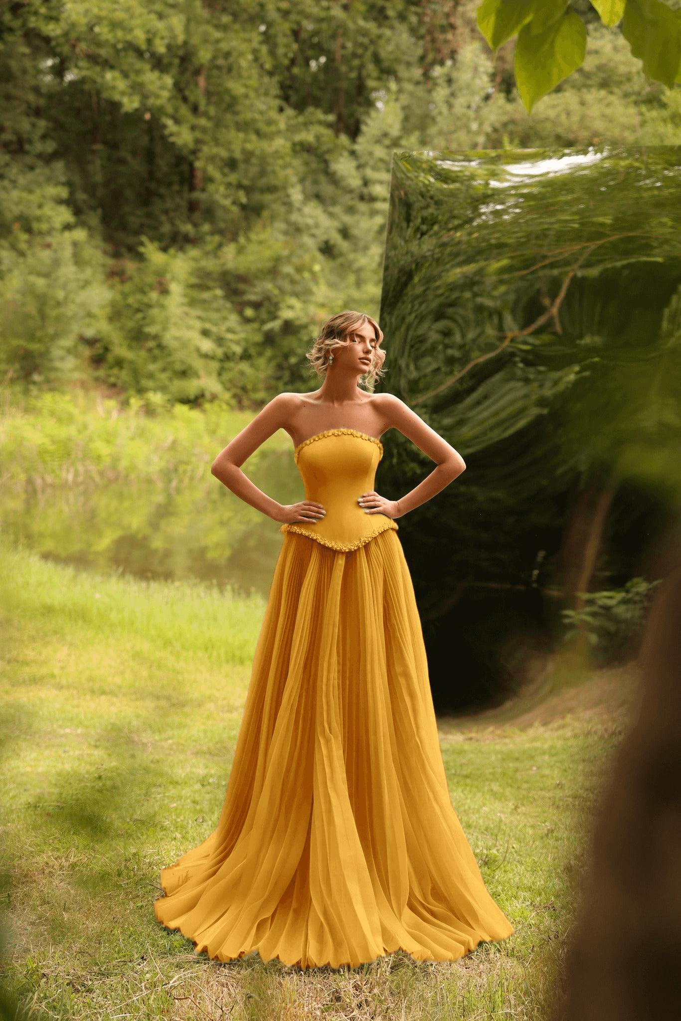 Strapless A Line Formal Dress Beaded Green Corset Prom Dress