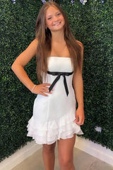 Strapless Bodycon Chiffon Short Homecoming Dress with Ruffles