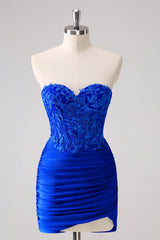 Strapless Corset Red Homecoming Dress Tight Short Prom Dress with Lace