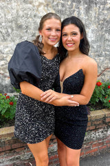 Strapless Dark Green Homecoming Dress Beaded Tight Short Prom Dress