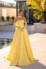 Strapless Formal Dress Light Blue Beaded A Line Prom Evening Dress