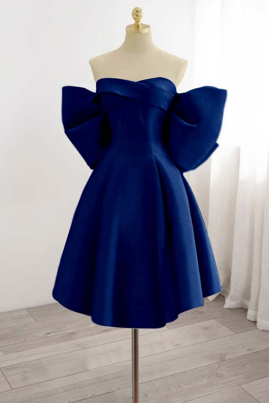 Strapless Homecoming Dress Sleeveless Short Cocktail Dress With Bowknot Pleated