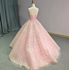 Strapless Pink Quinceanera Dress Sequined Ball Gown Sweet 16 Dress