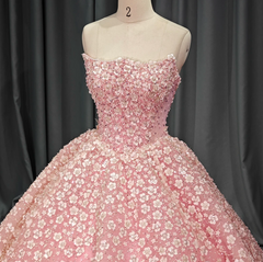 Strapless Pink Quinceanera Dress Sequined Ball Gown Sweet 16 Dress
