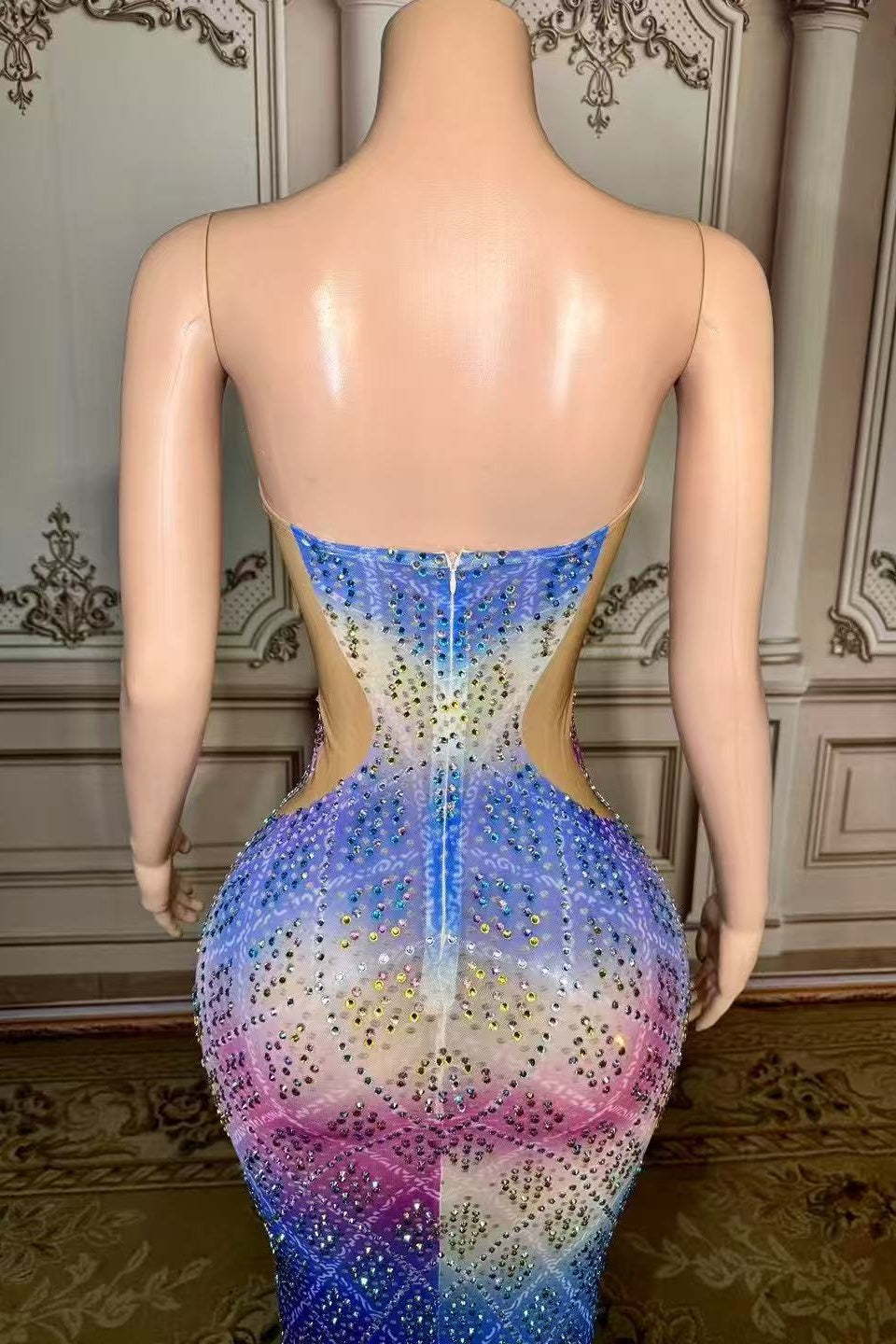 Strapless Prom Dress Mermaid Formal Evening Dress with Beadings