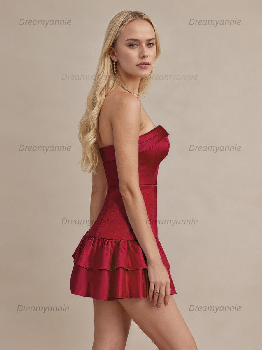 Strapless Satin Short Homecoming Dress