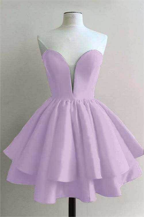 Strapless Sweetheart Homecoming Dress Sleeveless Pleated Short Cocktail Dress With Ruffles