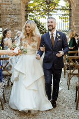 Strapless A Line Wedding Dress Ivory Satin Sleeveless Bridal Gown