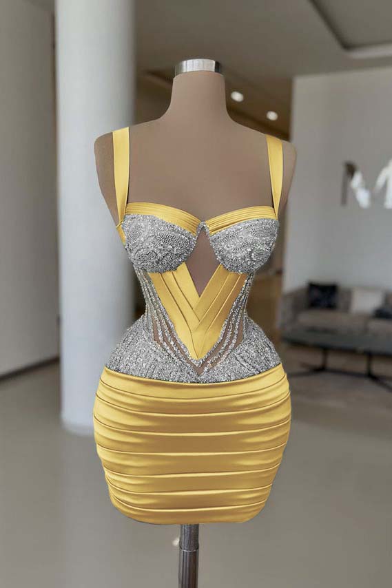 Straps Sleeveless Homecoming Dress Short Cocktail Dress With Pleated Beading