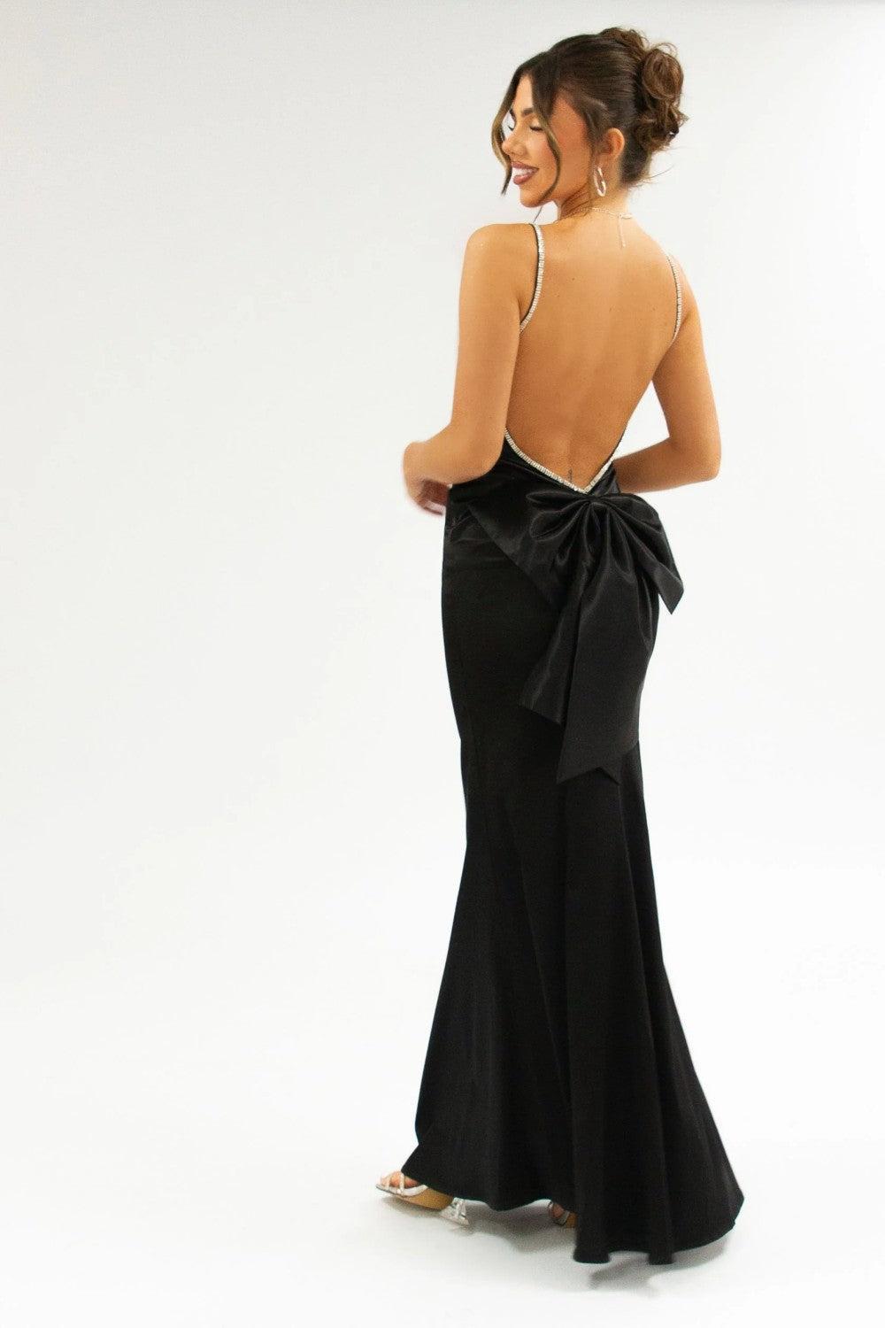 Stylish Mermaid Spaghetti Straps Pink Long Prom Dress With Bowknot Formal Evening Gown