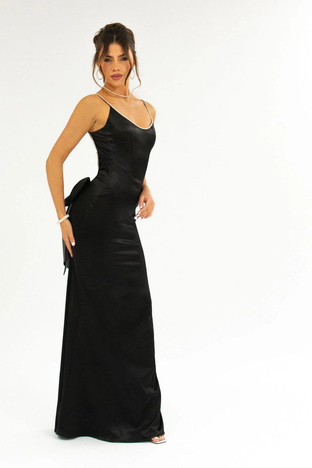 Stylish Mermaid Spaghetti Straps Pink Long Prom Dress With Bowknot Formal Evening Gown