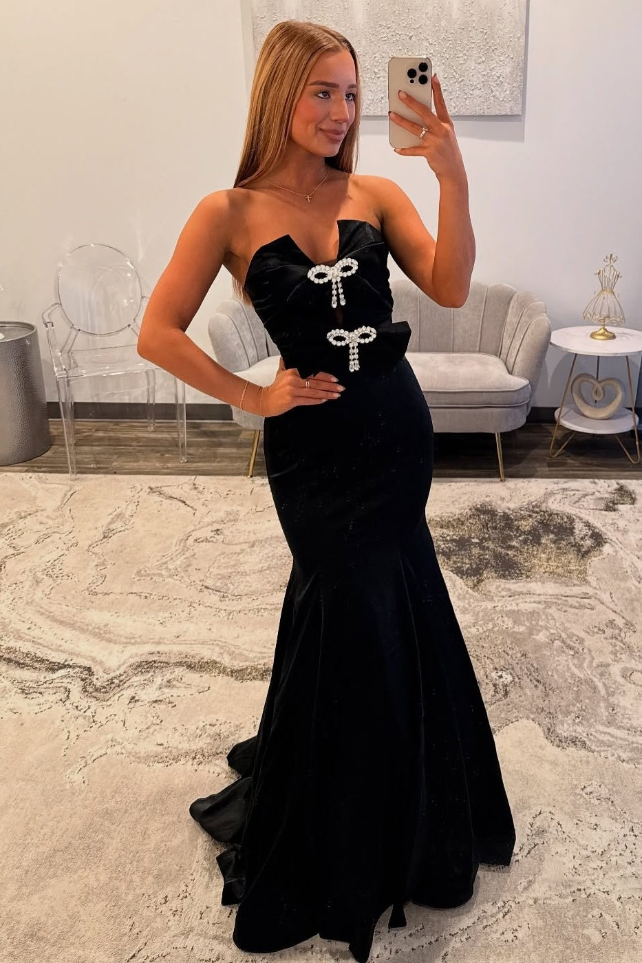 Stylish Mermaid Sweetheart Hot Pink Long Prom Dress With Bowknot Beading Formal Evening Gown