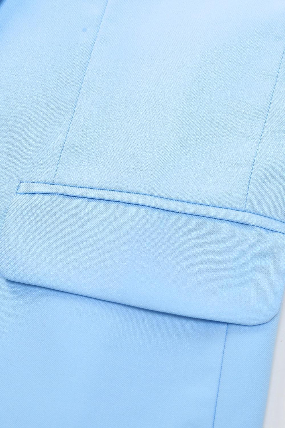Stylish Peak Lapel Single-Breasted Sky Blue Men's Prom Suit