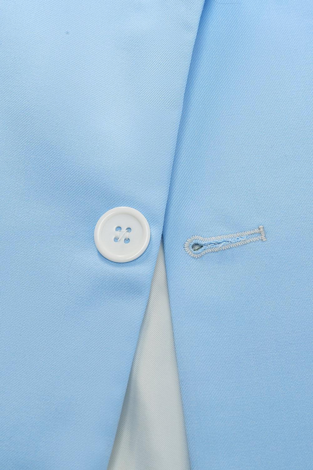 Stylish Peak Lapel Single-Breasted Sky Blue Men's Prom Suit