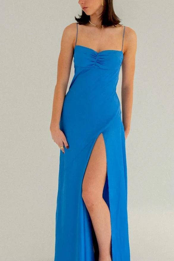 Stylish Sheath Spaghetti Straps Pink Party Dress With Criss Cross Back Formal Evening Gown