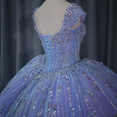 Purple Sweetheart Quinceanera Dress 2024 Beads Lace Up With Sweet 15 Birthday Partys Ball Gown Dress