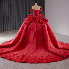 Surprise Price Red Quinceanera Dress Satin Floral Lace Applique Mexico Sweet 15 Ball Gown Dress