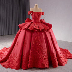 Surprise Price Red Quinceanera Dress Satin Floral Lace Applique Mexico Sweet 15 Ball Gown Dress