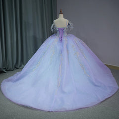 Sweet Purple Quinceanera Dress For 16Th Year Girl Floral Lace Up 15 Prom Gown Ball Gown Dress