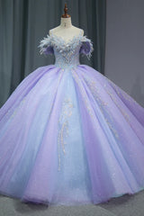 Sweet Purple Quinceanera Dress For 16Th Year Girl Floral Lace Up 15 Prom Gown Ball Gown Dress