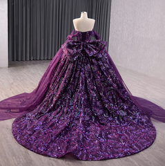 Sweetheart Floral Sweet 16 Dress Purple Ball Gown Quinceanera Dress