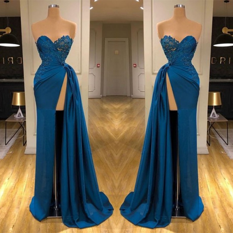 Sweetheart Lace Appliques Prom Dress Long With Split