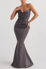 Sweetheart Mermaid Bridesmaid Dress Satin Wedding Guest Dress