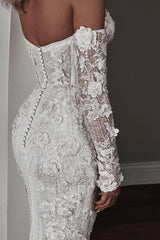 Sweetheart Wedding Dress Mermaid 3D Flowers Beach Bridal Gown with Gloves