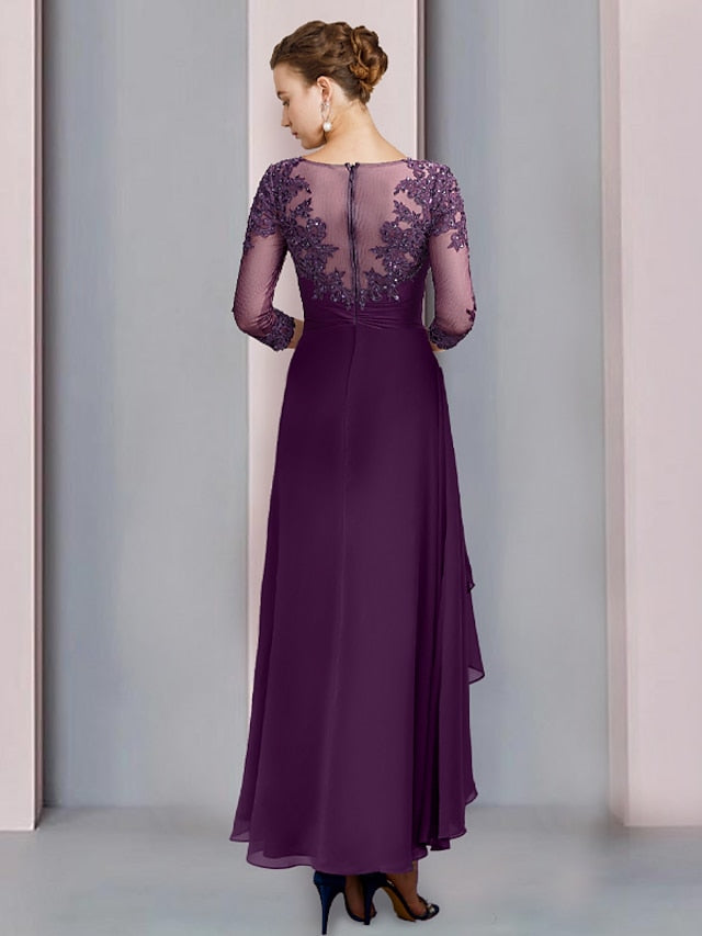Tea Length Mother of the Bride Dresses with A Line and Scoop Necklines