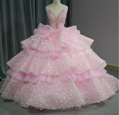Tiered Ruffles Beaded Quinceanera Ball Gown Sweetheart Sweet 16 Dress
