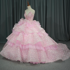Tiered Ruffles Beaded Quinceanera Ball Gown Sweetheart Sweet 16 Dress